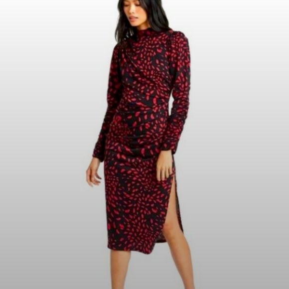 Who What Wear Dresses & Skirts - NWT Who What Wear Dress Floral Midi Long Sleeve Fitted Patterned Casual Wear